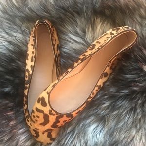 J.Crew leopard calf hair flats. Nearly new